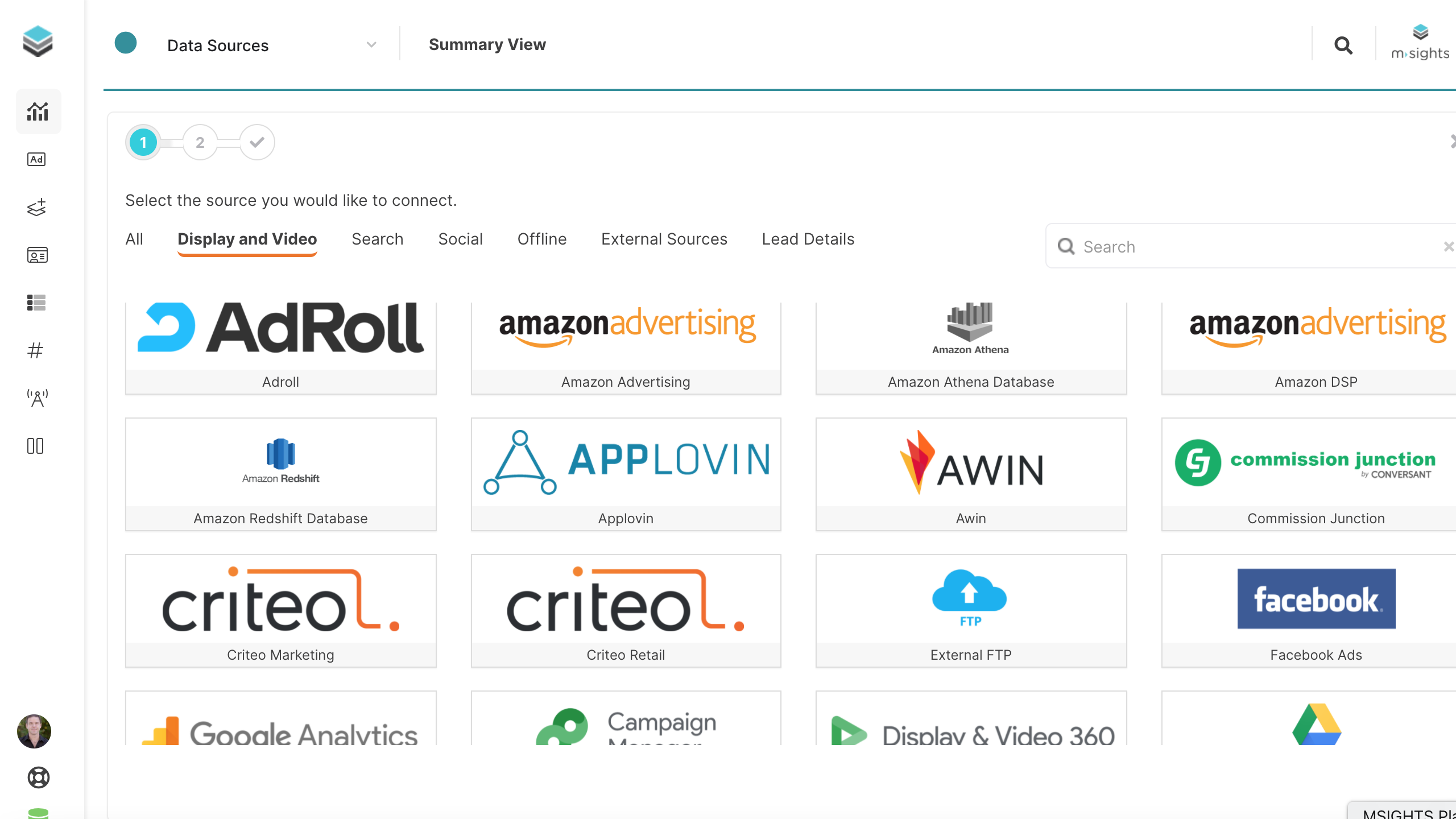screenshot of MSIGHTS Platform